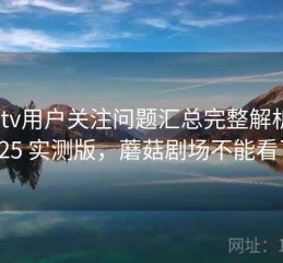 蘑菇tv用户关注问题汇总完整解析：2025 实测版，蘑菇剧场不能看了