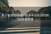 关于蜜桃视频的一些多平台实测对照：2025 更新版