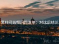 黑料网高频问题清单：对比后结论